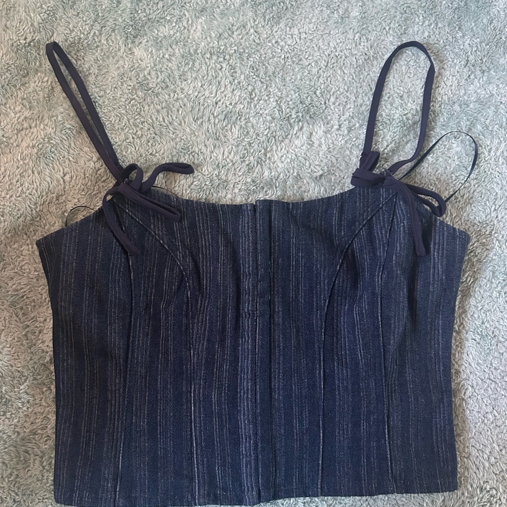 Elegant Navy Blue Women's Corset Tank Top